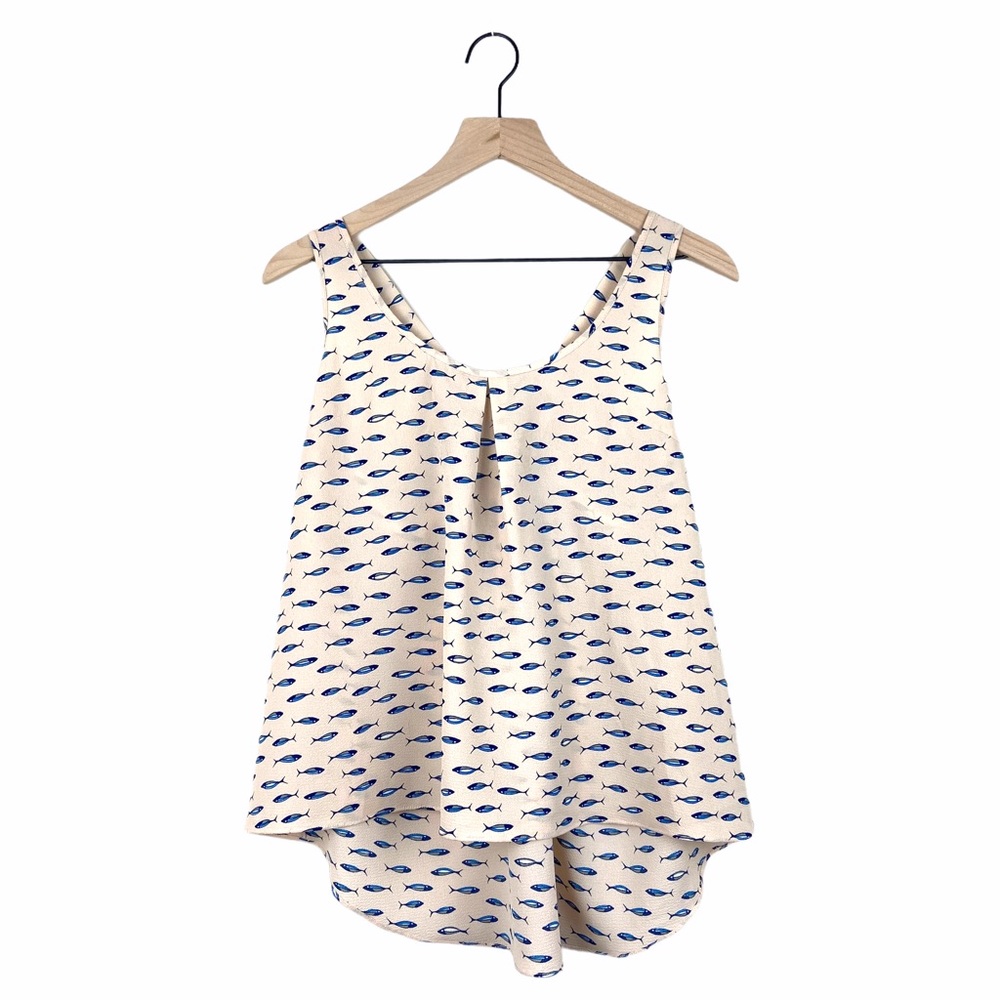Alythea Tank Top Size Small S Pink w/ Blue Fish